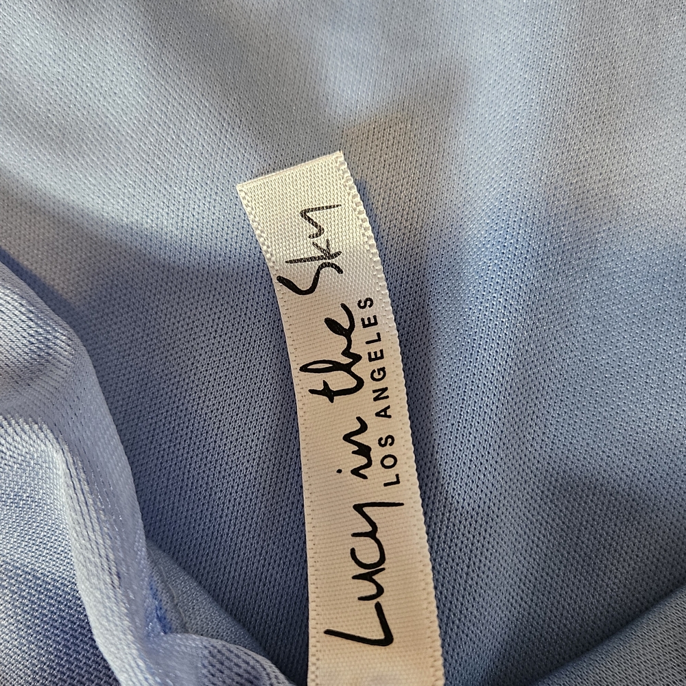 Lucy in the Sky Light Blue Ruched Mini Dress - Picture 4 of 4